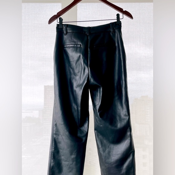 Black Babaton vegan leather straight pant, like new - Picture 2 of 10